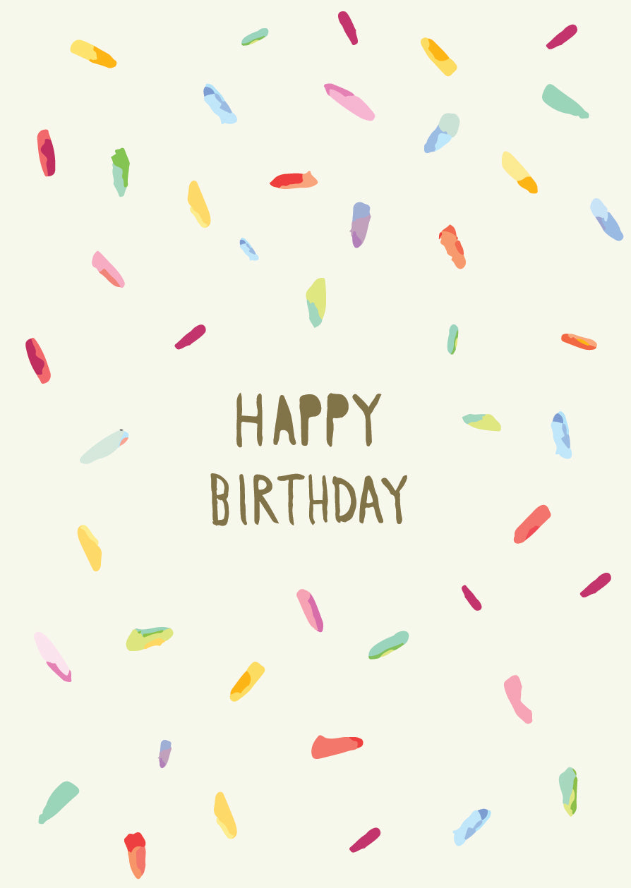 Happy birthday confetti gift card illustration 