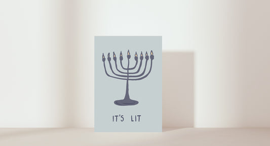 hanukkah menorah dark blue. Light blue background