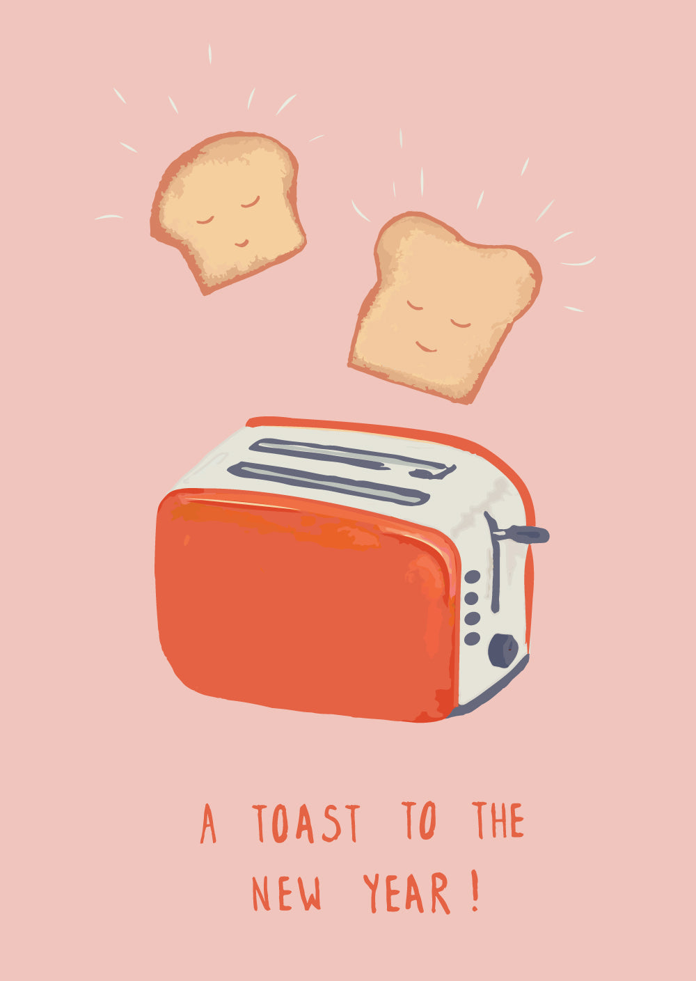 Toast popping out of a red toaster