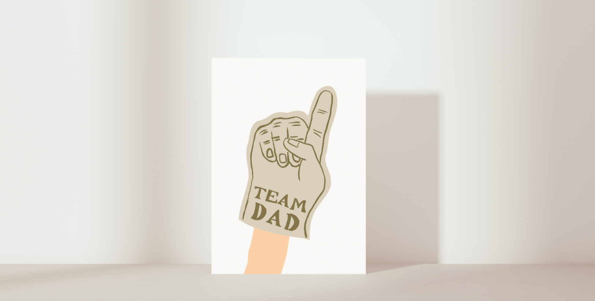 Greetings cards with oversized sports glove with the words 'Team Dad'. A great card for a Farther and Farthers Day!