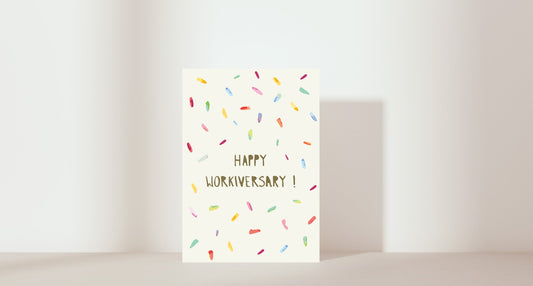 'Happy workiversary!' coloured confetti